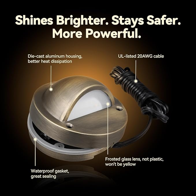 LEONLITE Update 5CCT LED Low Voltage Deck Lights, 180LM 3.74inch Landscape Step Railing Fence Light, 12-24V AC/DC | Lumora
