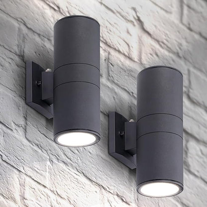 ASD 2 Light Dusk to Dawn LED Outdoor Wall Light Fixture | 18W 1900LM 3000K-5000K 120V Cylinder Up Down Lights | Waterproof Exterior Wall Sconce | Front Door, Porch, Patio Lighting | Black, ETL 2 Pack