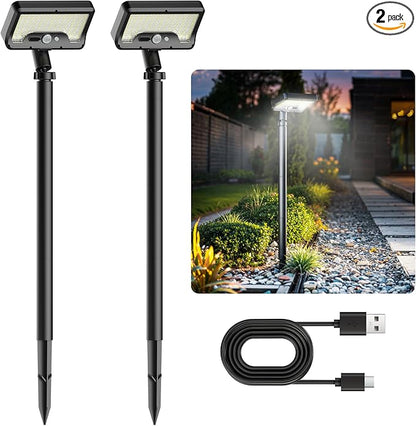 Tryme Solar Motion Lights Outdoor Waterproof 92 LEDs Bright Pathway Lights with Adjustable Angle & 3 Modes for Walkway, Driveway, Sidewalk, Garden, Yard, Patio, Landscaping (2 Pack)