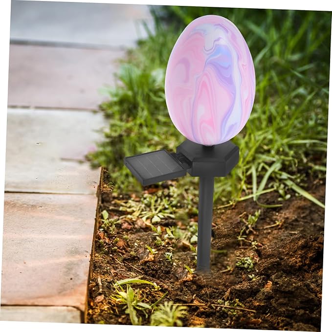 Hemoton Solar Easter Egg Stake Lights for Outdoor Decor Waterproof LED Garden Lights for Pathway and Yard Decoration