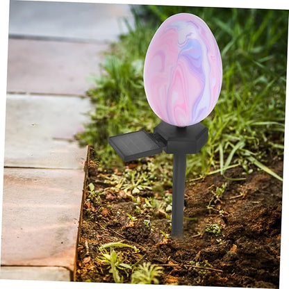 Hemoton Solar Easter Egg Stake Lights for Outdoor Decor Waterproof LED Garden Lights for Pathway and Yard Decoration