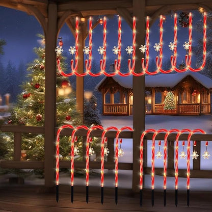 Solar Christmas Lights Outdoor Decorations, 20 Pack Solar Christmas Candy Cane Lights with Snowflake, Outdoor Waterproof Pathway Lights for Patio, Garden, Yard, Street, Park, Holiday