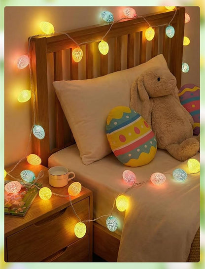 8.5Ft Easter Cracked Egg String Lights Plug in, Outdoor Spring Easter Decorations String Lights with 10 LED Colorful Cracked Egg Light, Hanging Pastel Easter Lights for Garland Party Yard Home Decor