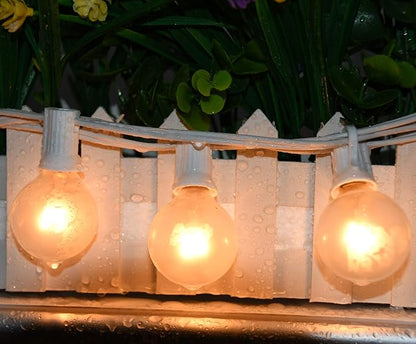 Abeja Outdoor Frosted String Lights G40-25Ft with 27 Clear Bulbs, UL Listed for Patio Garden Umbrella Bars Balcony Party Decor Indoor, E12 Base, 5W, White