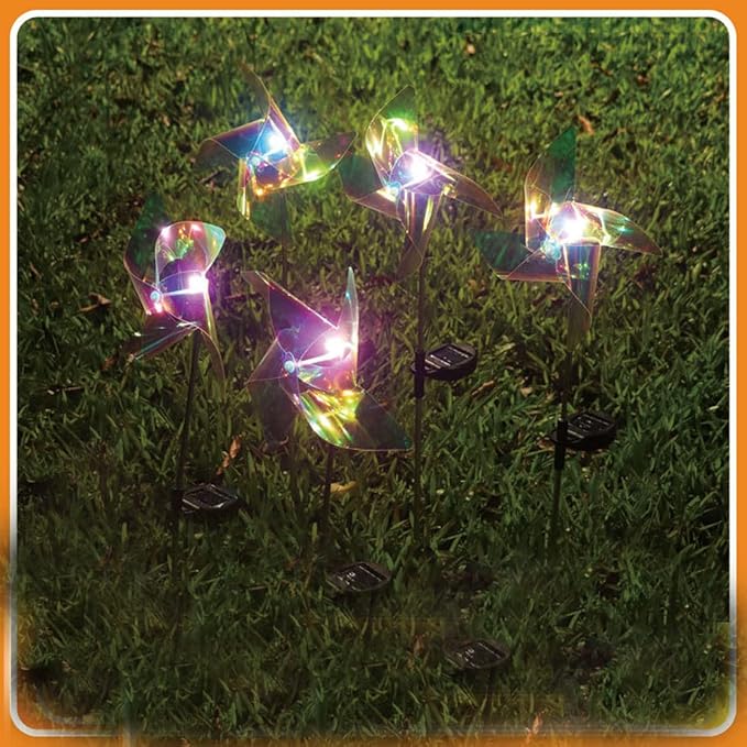 Ulalaza 2PCS Garden Solar Lights Multi-Color Changing 4 LED Flower Stake Light Decorative Landscape Lawn Yard Outdoor Lights Length 72mm/3inch