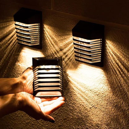 Solar Fence Light Led Waterproof Wall Rail Porch Backyard Lights 500mAh Battery for Garden Deck Pathway Walkways Stairways Patio (4Pcs)