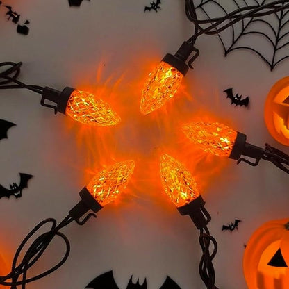C9 Christmas Lights Outdoor, 25Ft C9 Christmas Lights 25 LED Orange Bulb Shatterproof Strawberry String Light, Plug in Halloween String Light for Indoor Outdoor Home Porch Fall Thanksgiving Xmas Decor
