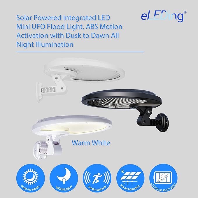 eLEDing 56-LED Solar Powered Motion Activated Light – White-Warm Outdoor Security Light with Dusk-to-Dawn Dimming | Lumora