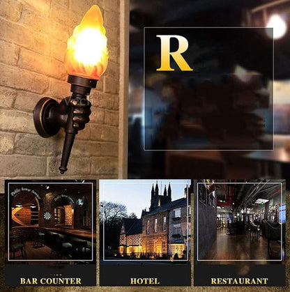 Creative Torch Hand Light Restaurant Cafe Bar Plug in/Wall Mount Wall Fitting Bracket Light Wall Lamp Porch Aisle Stair Bedroom Living Room Outdoor Garden Light Wall Lamp Sconce