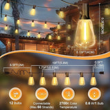 LAMPHOME Outdoor String Lights, 26FT Patio Lights with 12+1 ST38 LED Edison Bulbs (1 Spare), Connectable String | Lumora
