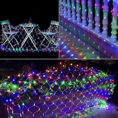 2 PACK Battery Net Lights - Outdoor Waterproof Garden Light, 200 LED Tree String Light with 8 Modes, Mesh Curtain Lights for Garden Patio Yard Christmas Party Tree and Holiday Decor( Multi Color)