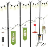Birdream 4 Pack 10FT String Light Poles for Outside with Shepherd's Hook, Metal Pole - Outdoor Lighting Accessory | Lumora