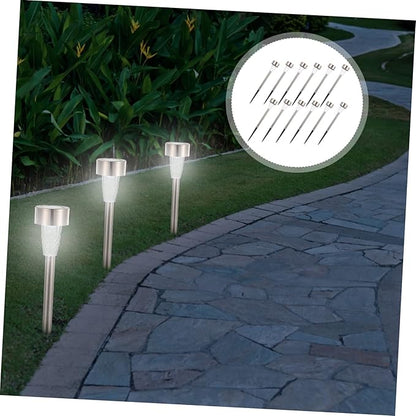 Wakauto 12pcs Solar Powered Stainless Steel Lawn Lights Outdoor Garden Pathway Lighting Kit with Bright White LED for Patio Decor