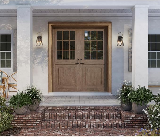 Progress Lighting Barnett Collection 2-Light Clear Glass Farmhouse Outdoor Large Wall Lantern Light Antique Bronze