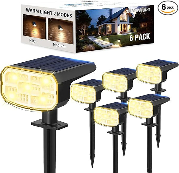 Solar Lights Outdoor Waterproof IP65, Super Bright LED, 3000K 2 Lighting Modes, Solar Powered Yard Garden Solar | Lumora
