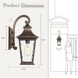 Emliviar 18.1" Outdoor Wall Light in Oil Rubbed Bronze Finish, Outside Wall Mount Light for Front Door, Water | Lumora