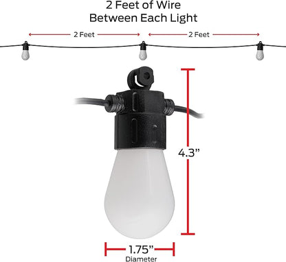 Monster 24 Foot Outdoor Smart RGB+IC+WW String Lights, 12 Bulb Color Flow Dimmable LEDs, Sound Reactive, Water & Weather Resistant, Compatible with Alexa, Siri, Google Home, App