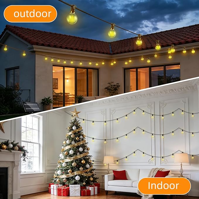 100FT Solar Lights Outdoor Waterproof: G40 30M Shatterproof Bulbs Patio Lights - Solar Powered Remote Control 3 | Lumora