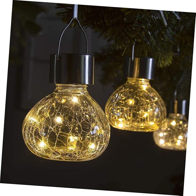 Milisten Solar Cracked Texture Glass Ball Light for Garden Decor Waterproof LED Solar Pathway Light Decorative Design for Outdoor Use