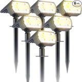 6 Packs Solar Spot Lights Outdoor, 64 LED 3000K Solar Lights Outdoor, IP67 Waterproof, Adjustable Brightness Dusk | Lumora