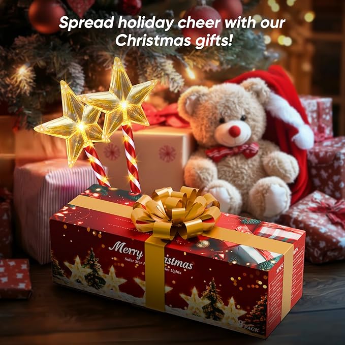 Solar Christmas Lights Outdoor Waterproof: 8 Pack Star Solar Christmas Decorations Outdoor with 8 Modes, Solar | Lumora