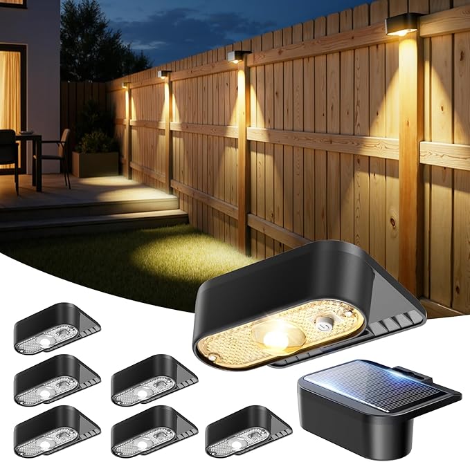 Solar Deck Lights Outdoor 8 Packs, 3000/4000/6000K 3 Modes, Solar Fence Lights outdoor Waterproof, Solar Step Lights for outsidefor Deck, Stair, Step, Fence, Wall, Patio, Yard, Pool and Pathway