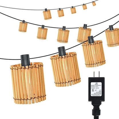 Decorative Plug in String Lights Outdoor Rattan Lamps, 20.5FT 10 LED G40 Bulb Waterproof Hanging Lantern for Patio, Yard, Deck, Garden - Indoor/Outdoor Use
