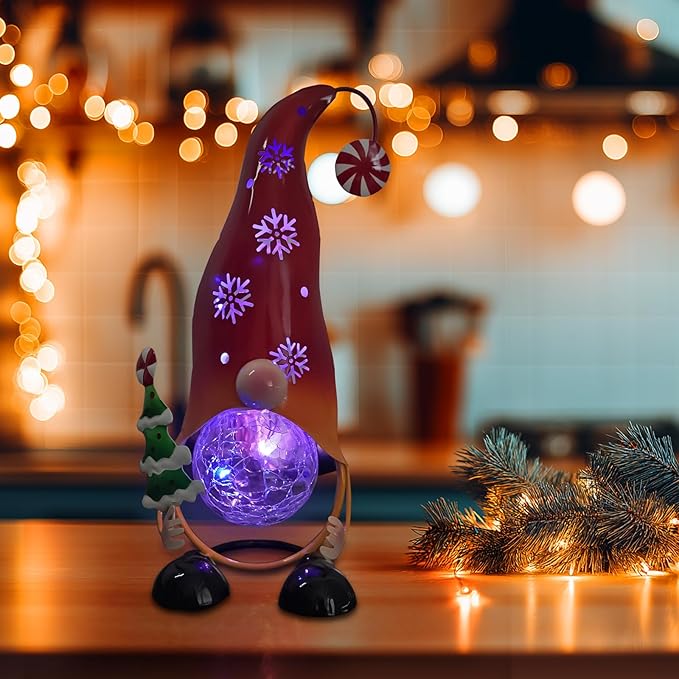 HONGLAND Christmas Decorations Outdoor Solar Gnome Yard, Color Changing LED Lights with Snowflake Hollowed-Out Hat | Lumora