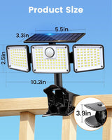 1500LM Clip On Solar Lights Outdoor, Motion Sensor Outdoor Lights with 270° Wide Angle & Remote Contral, 3 Heads | Lumora