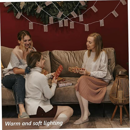 GLEAVI Outdoor Rattan String Lights Battery Operated Decorative Lighting for Garden Patio and Balcony Warm Bulbs for Cozy Atmosphere for Festivals and Gatherings