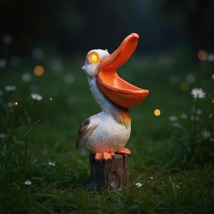 Elenon Pelican Statues Garden Statues, 14 Inch Outdoor Solar Yard Art Coastal Ocean Bird, Sculpture Ornament for Backyard Porch Lawn Patio Pond Decor