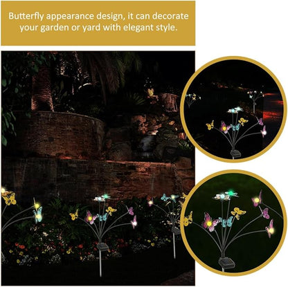 VANZACK 2pcs Butterfly Shape Solar Stake Lights Outdoor Waterproof LED Garden Path Lights Warm White Solar Yard Decorations for Patio and Lawn
