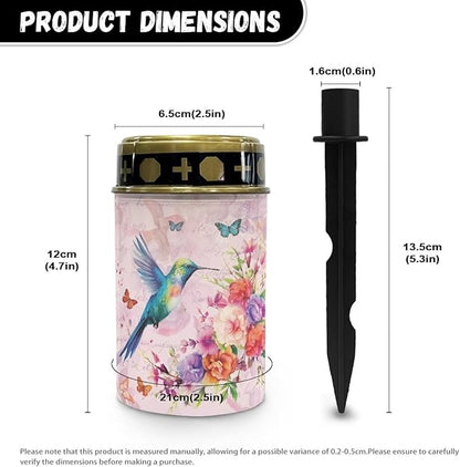 Poceacles Solar Candle Cemetery Solar Lights for Grave LED Garden Lights Solar Powered Solar Pathway Lights Outdoor Waterproof with Dusk to Dawn Sensor, Hummingbird Flower Butterfly Pink, Pack of 4