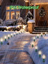 SUNSGNE Christmas Pathway Lights Outdoor - 38FT Vintage Christmas Lights with 25 C9 Clear Bulbs and 25 Plastic | Lumora