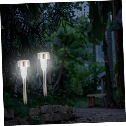 TEHAUX 12pcs Solar Pathway Lights Outdoor Stainless Steel Solar Stake Lights for Patio Walkway Garden Decoration