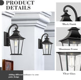 Emliviar Outdoor Wall Lantern, 1-Light Exterior Wall Mount Light with Clear Glass in Black Finish, 18" Height | Lumora