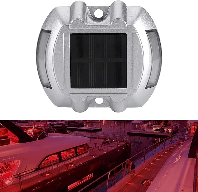 Tnfeeon Solar Pathway Lights Bright LED Outdoor Lighting with Six Water Lamps for Driveway Garden Up to 3280 Feet Viewing Distance (Flashing red)