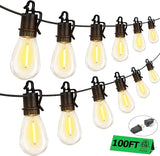 100FT Outdoor String Lights with 52 Shatterproof S14 Vintage Edison Bulbs E12 Sockets,2700K Dimmable Outdoor | Lumora