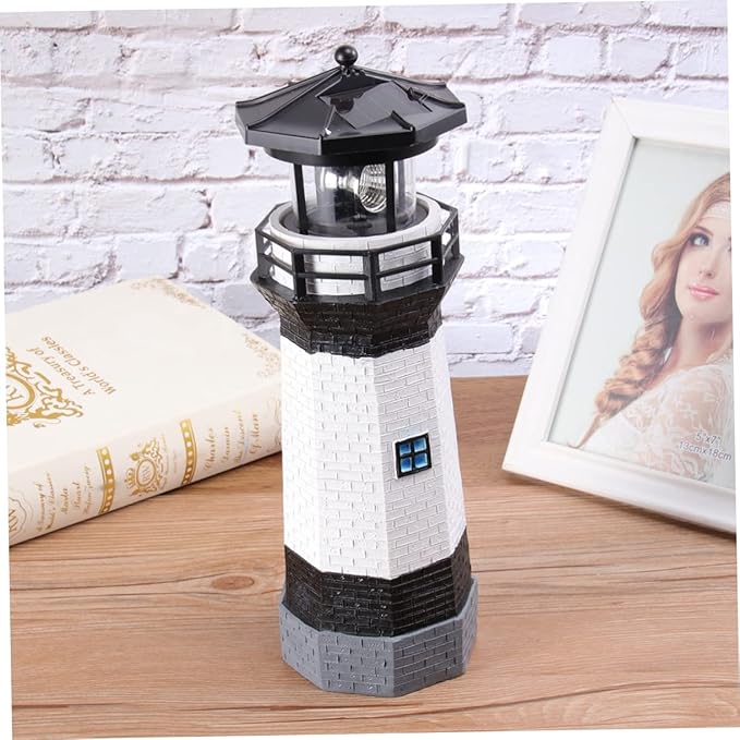 1pc Led Solar Revolving Lighthouse Garden Decorative Light for Lawns Walkways and Yards Energy-Saving Resin Design | Lumora
