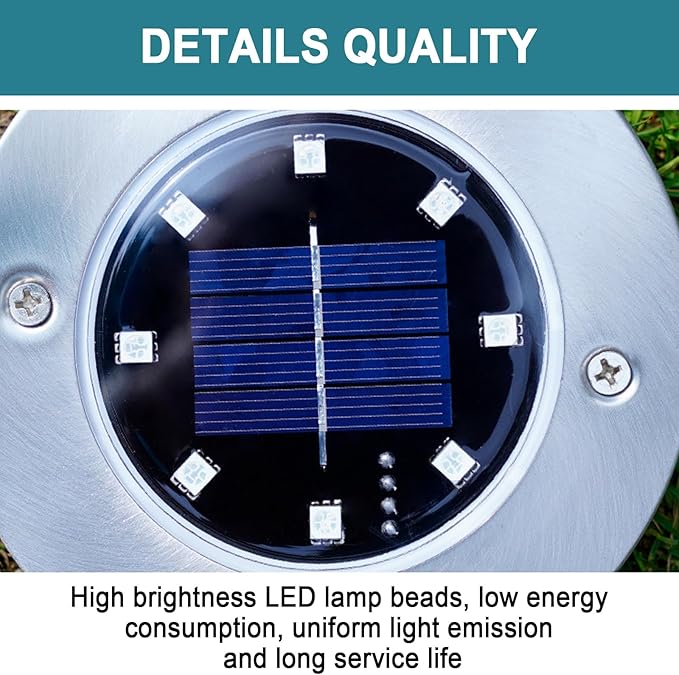 Color Changing Solar Ground Lights Outdoor, 4 Pack 8 LED Color Changing Solar Disk Lights Waterproof Garden | Lumora