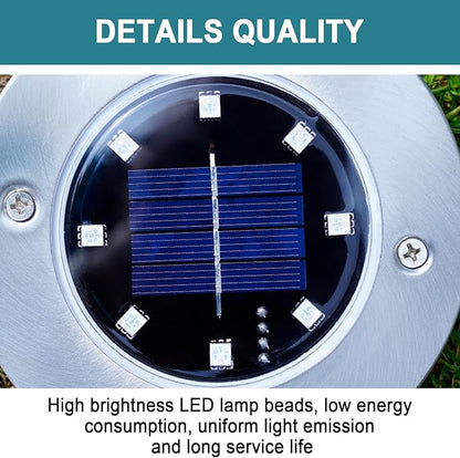 Color Changing Solar Ground Lights Outdoor, 4 Pack 8 LED Color Changing Solar Disk Lights Waterproof Garden In-ground Pathway Lights Landscape Lighting for Pathway Garden Yard Lawn Walkway Decor