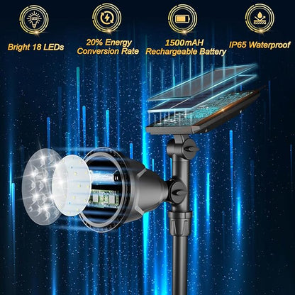 ROSHWEY Outdoor Solar Lights, 600LM Solar Garden Lights Waterproof Solar Spot Lights for Yard Backyard Patio Pond Garage (Warm White, 4Pack)