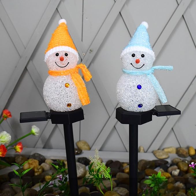 17.3in Snowman Solar Outdoor Lights Christmas Decoration， LED Solar Garden Lights, Multicolor Solar Stake Lights | Lumora