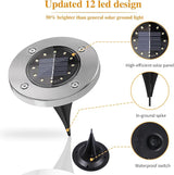 Solar Garden Lights Outdoor, 12 Packs Bright Solar Powered Ground Lights with Updated 12 LEDs, Waterproof Disk Warm | Lumora