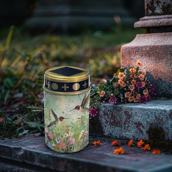 Hummingbird Cemetery Solar Lights Floral Solar Pathway Lights Landscape Solar Path Lights Solar Lights Outdoor Garden Cemetery Grave Decorations