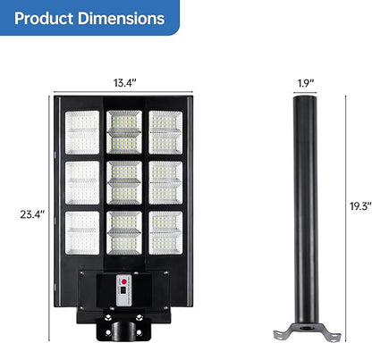 8000W Solar Street Lights Outdoor Waterproof – 240,000LM 7000K LED with Motion Sensor, 324 LEDs, 240° Wide Angle, Dusk to Dawn Solar Flood Lights for Yard, Parking Lot, Garage