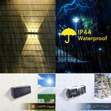 Solar Lights Outdoor Waterproof 3000K Warm Aluminum Up and Down Wall Sconce Dusk to Dawn 2PACK for Outside, Sign | Lumora