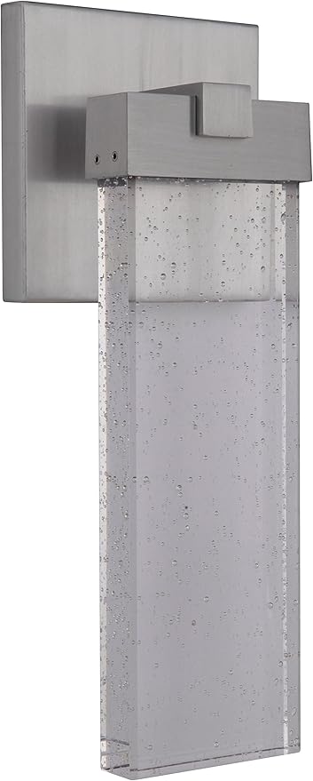 Craftmade Z1604-SA-LED Aria Crystal Outdoor LED Wall Sconce, Satin Aluminum 1-Light (6"W x 15"H) 12 Watts