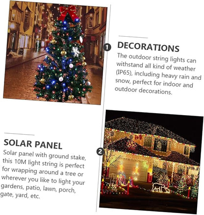 TEHAUX 2sets Led Bead Solar Powered String Lights Garden Decor Outdoor Fairy Lights for Xmas