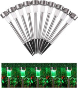 10PCS Green LED Outdoor Steel Garden Solar Powered Landscape Light Lamp Yar Pathway Stake Lights | Lumora